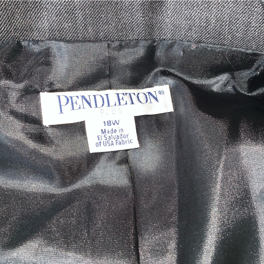 Pendleton Blazer Jacket Virgin Wool Charcoal Gray One Button Womens Plus 18W - Picture 8 of 9